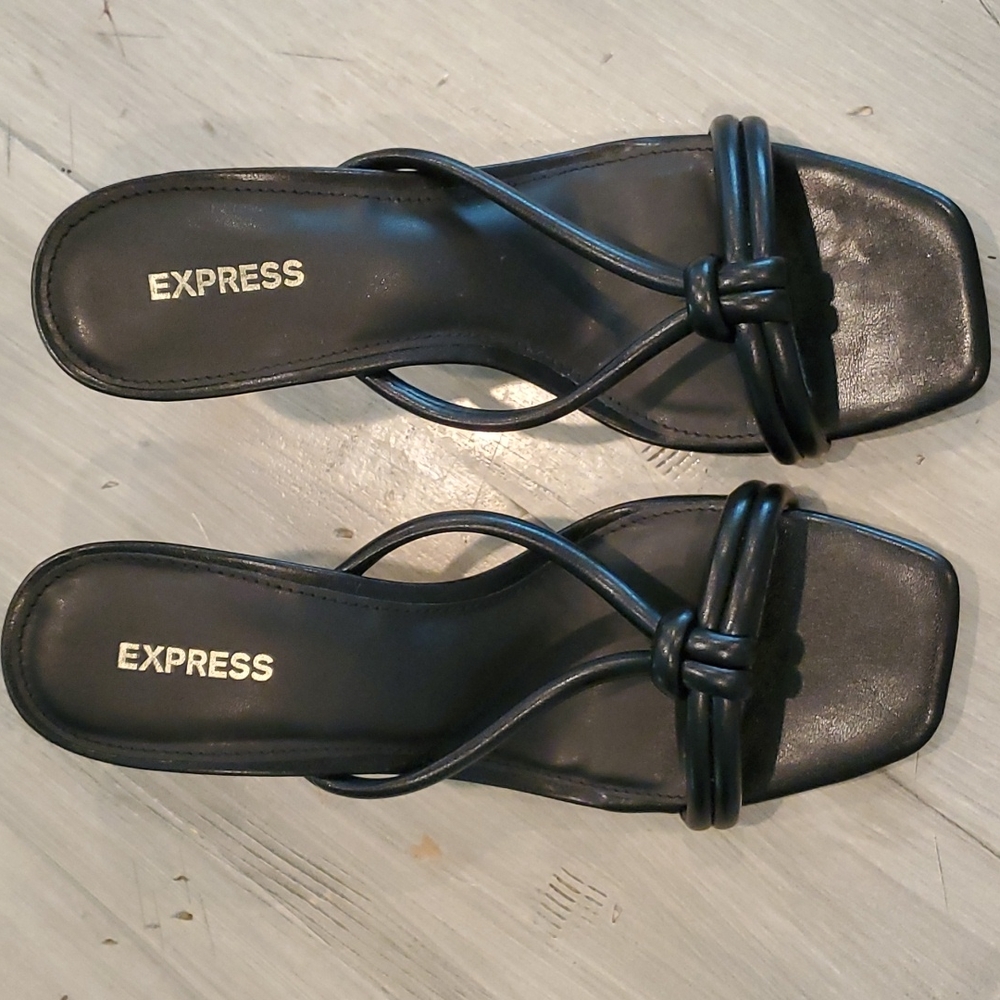 Express Black Strappy Knot Slide Sandals